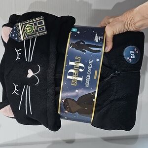 Furry Black CAT Hooded Zip Pajama Size L or XL New Adult ONESIE Gift for Her